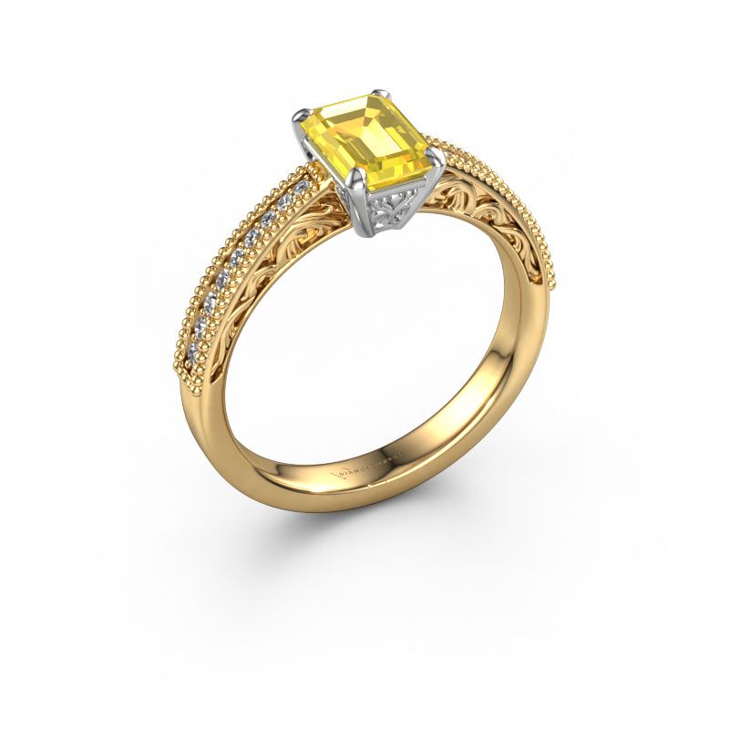 Engagement ring Shonta EME 585 gold yellow sapphire 7x5 mm