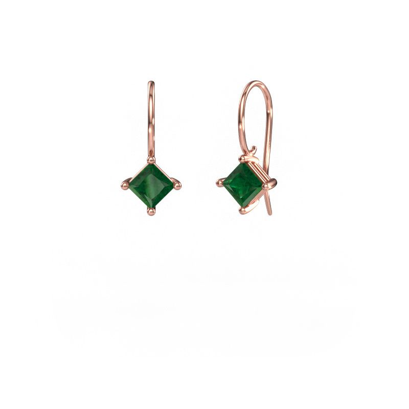Pendants d'oreilles Cleo SQR 585 or rose emeraude 5.5 mm