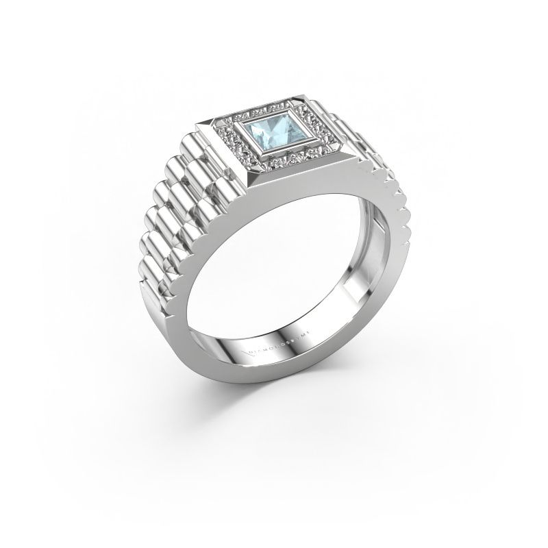 Men's ring Zilan 585 white gold aquamarine 4 mm