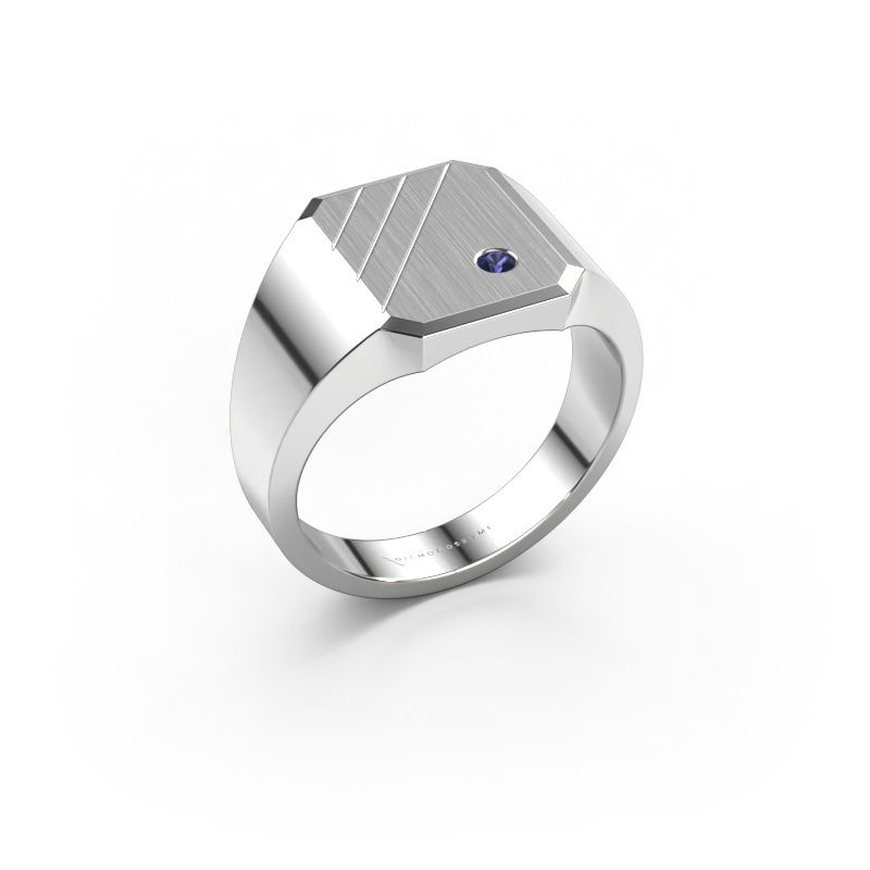 Signet ring Patrick 2 950 platinum sapphire 2 mm
