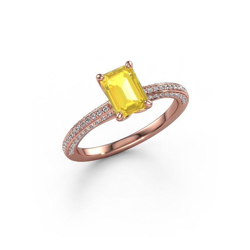 Verlobungsring Elenore eme 585 Roségold Gelb Saphir 7x5 mm