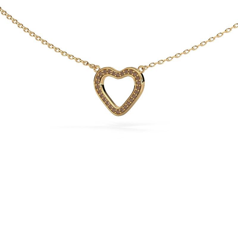 Hanger Heart 3 585 goud bruine diamant 0.07 crt