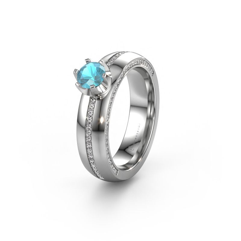 Bague de mariage WH0416L25E 585 or blanc topaze bleue ±5 x 2,6 mm