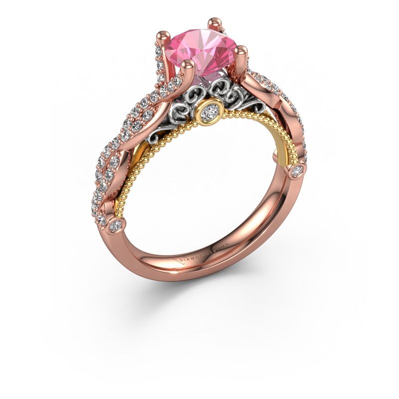 Forlovelsesring Chantelle 585 roségull rosa safir 6.5 mm