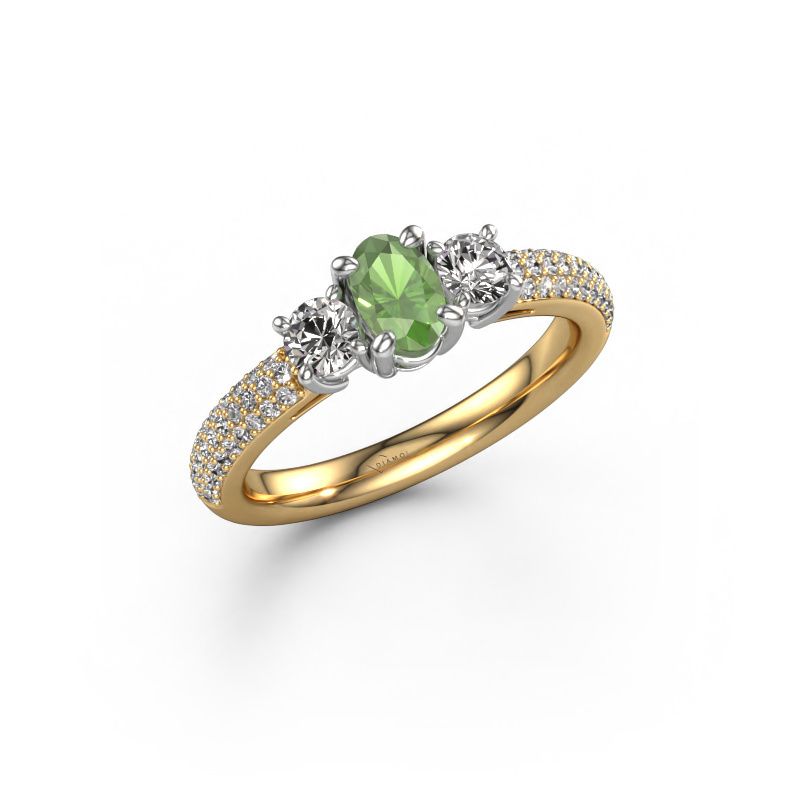 Bague de fiançailles Marielle OVL 585 or jaune vert tourmaline 6.5x4.5 mm