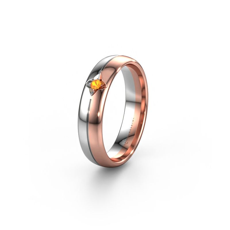 Trouwring WH0221L35X 585 rosé goud citrien ±5x1.5 mm
