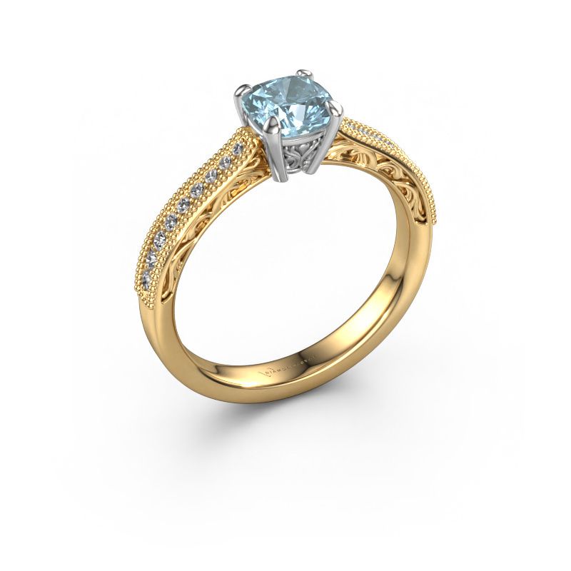 Engagement ring Shonta CUS 585 gold blue lab grown diamond 5.5 mm