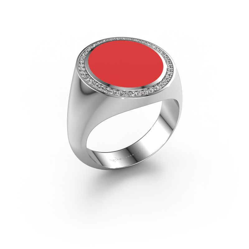 Signet ring Adam 5 950 platinum red enamel 15x13 mm