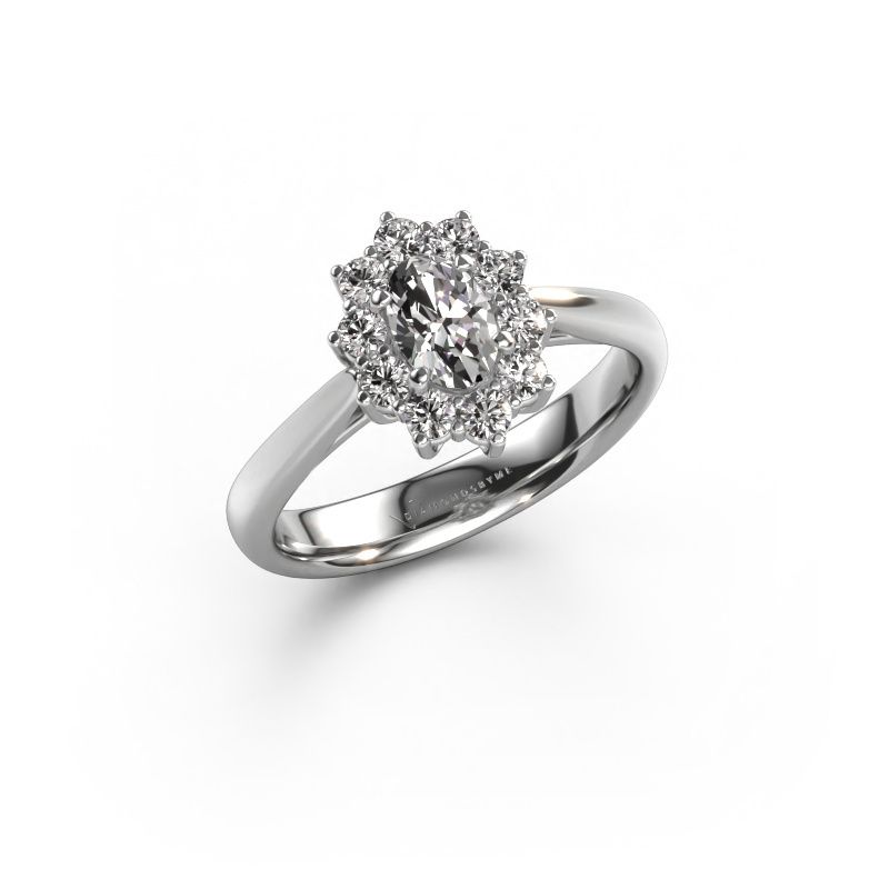 Verlovingsring Leesa 1 585 witgoud zirkonia 6x4 mm