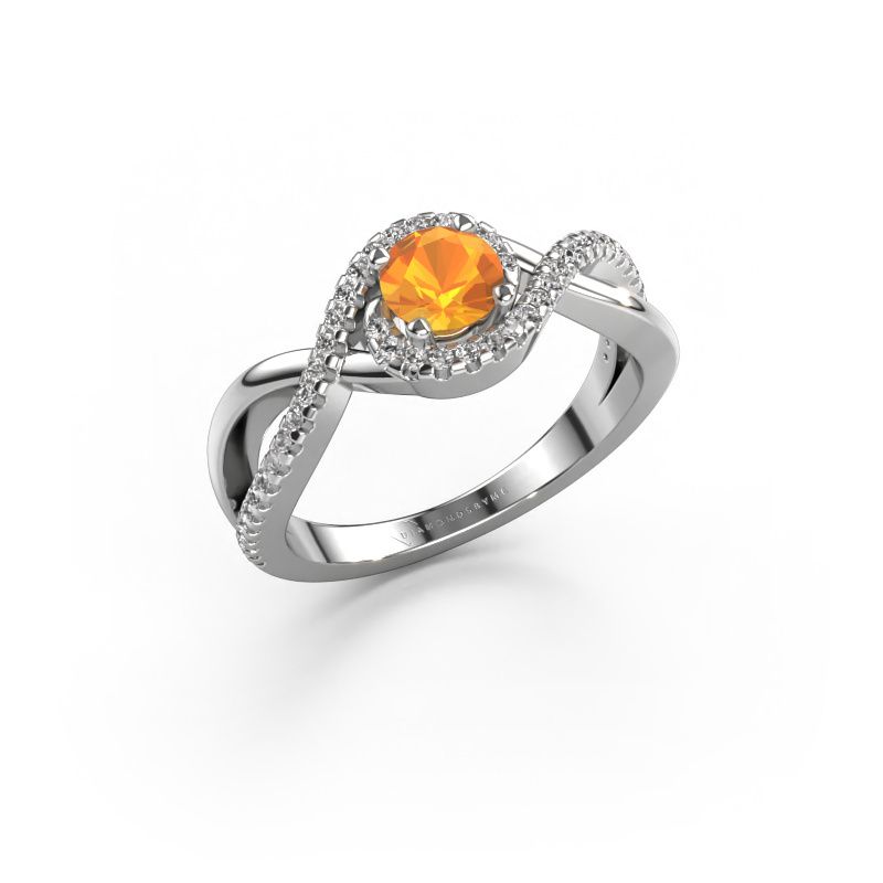 Verlobungsring Melody 585 Weißgold Citrin 5 mm
