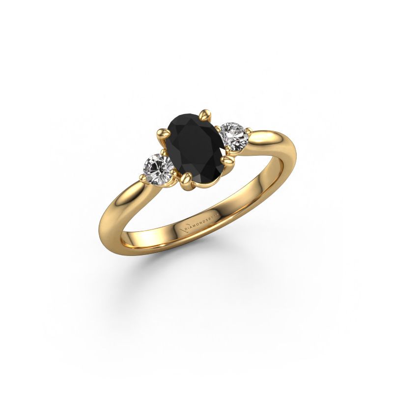 Engagement ring Lieselot OVL 585 gold black diamond 1.24 crt