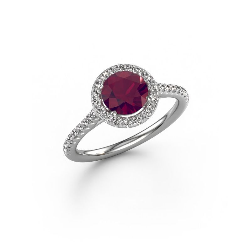 Bague de fiançailles Seline rnd 2 585 or blanc rhodolite 6.5 mm