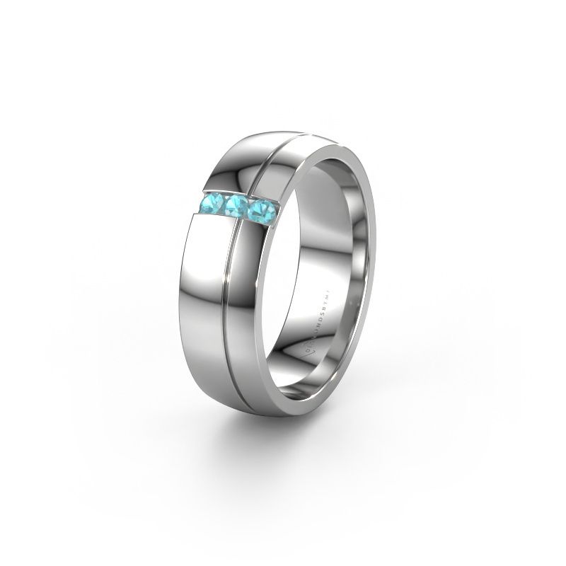 Trouwring WH0223L56A 950 platina blauw topaas ±6x1.7 mm