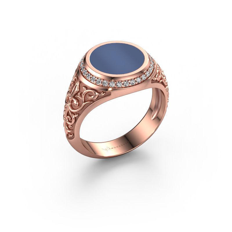 Signet ring Moor 2 585 rose gold blue sardonyx 10 mm
