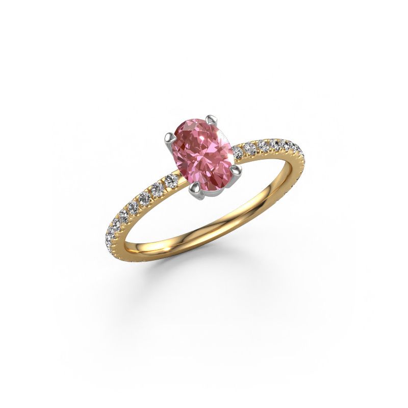 Engagement ring Lynelle 2 585 gold pink lab grown diamond 7x5 mm