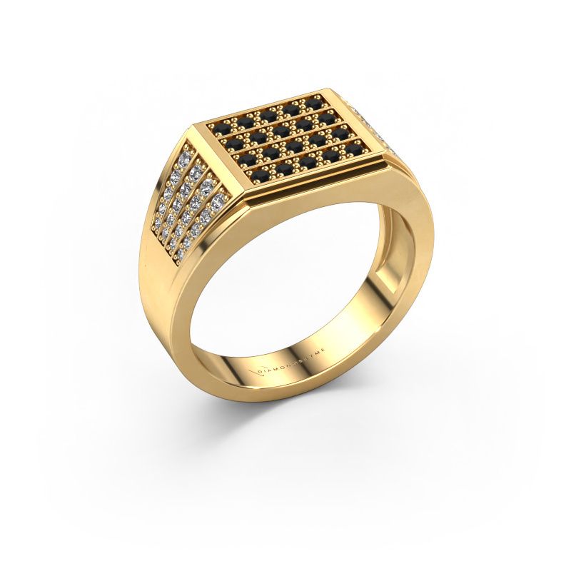 Men's ring Tim 585 gold black diamond 0.714 crt
