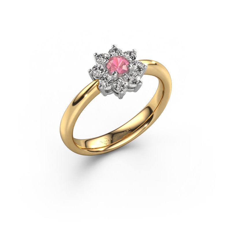 Engagement ring Camille 1 585 gold tourmaline pink 3.4 mm