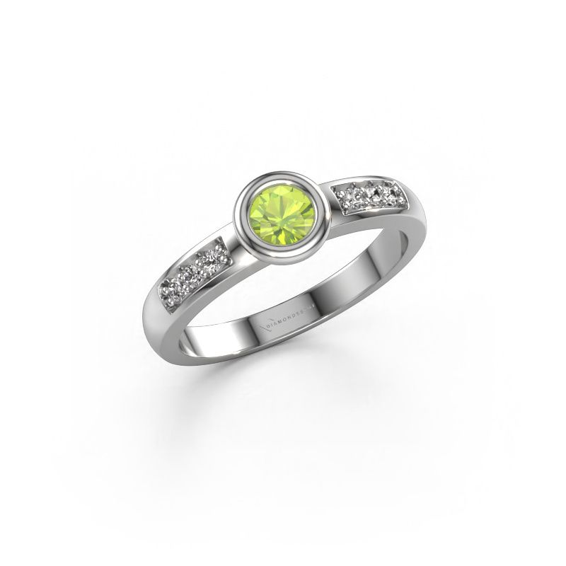 Bague de fiançailles Lieke 585 or blanc péridot 4 mm