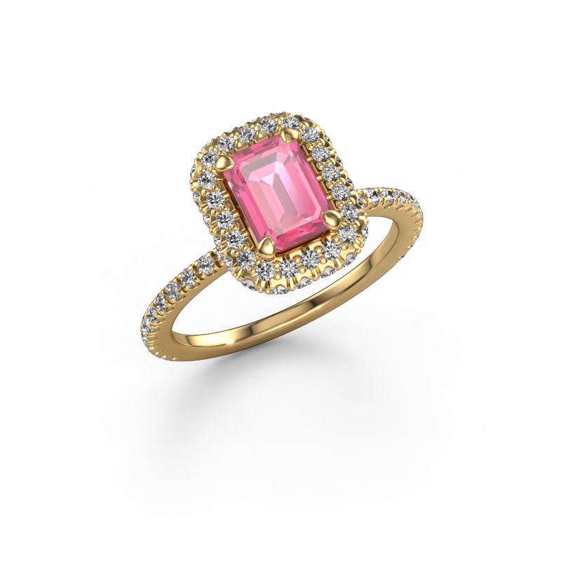 Verlovingsring Talitha EME 585 goud roze saffier 7x5 mm