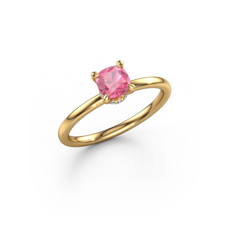 Engagement ring Crystal CUS 3 585 gold pink sapphire 5 mm