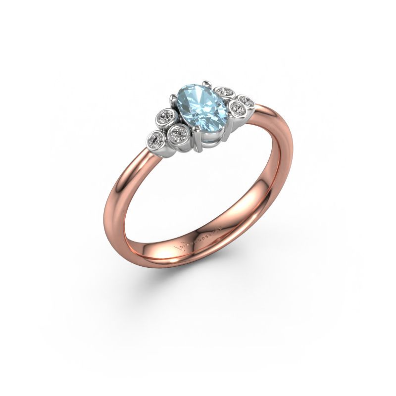 Engagement ring Lucy 1 585 rose gold blue lab grown diamond 6x4 mm