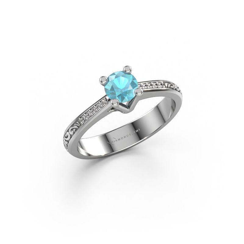 Verlobungsring Mei 950 Platin Blau Topas 4.7 mm