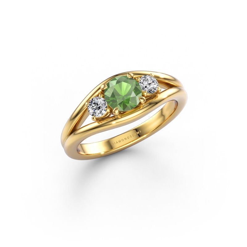Ring Cassie RND 585 goud toermalijn groen 5.4 mm
