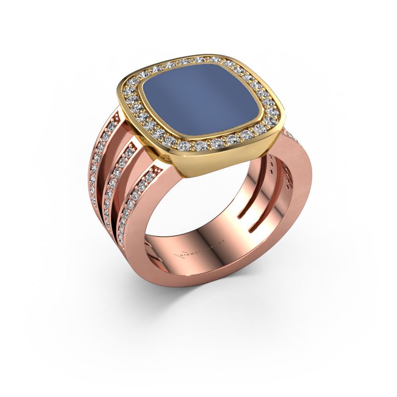 Siegelring Tijn 585 Roségold Blau Lagenstein 13x11 mm