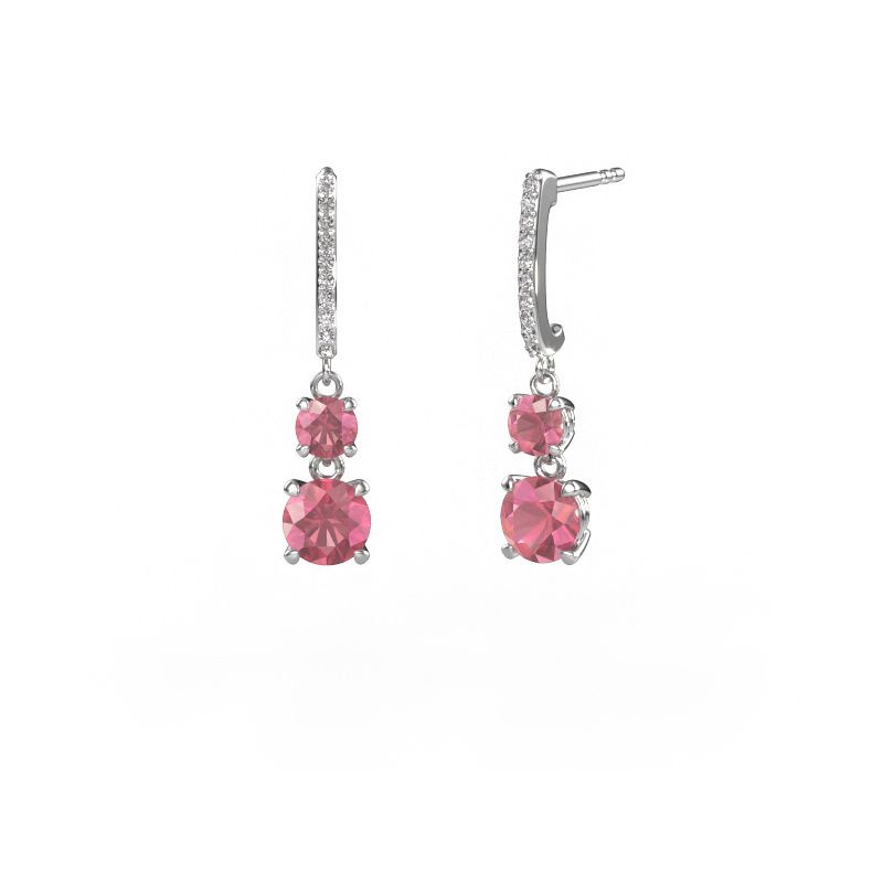 Drop earrings Tanja 2 950 platinum tourmaline pink 4.2 mm