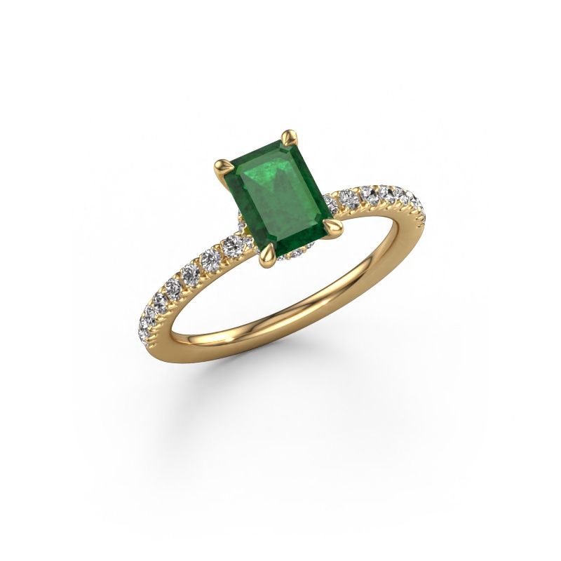 Engagement ring Crystal EME 4 585 gold emerald 7x5 mm