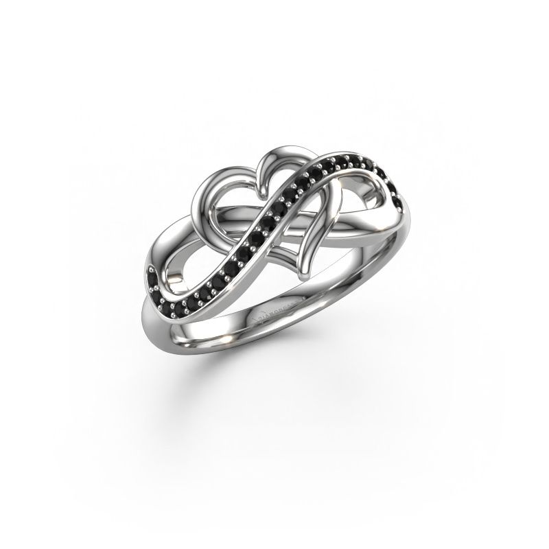 Ring Yael 585 witgoud zwarte diamant 0.176 crt