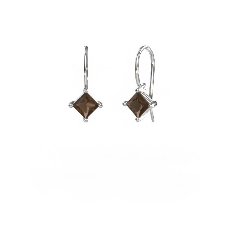 Ohrhänger Cleo SQR 585 Weißgold Rauchquarz 5.5 mm
