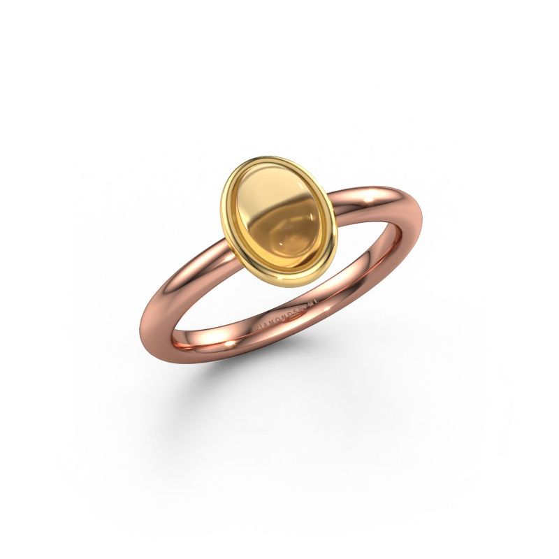 Ring Blossom OVL 2 585 rosé goud citrien 7x5 mm