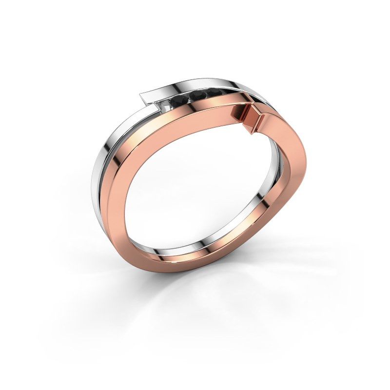 Afbeelding van Ring Amelie<br/>585 rosé goud<br/>Zwarte diamant 0.064 crt