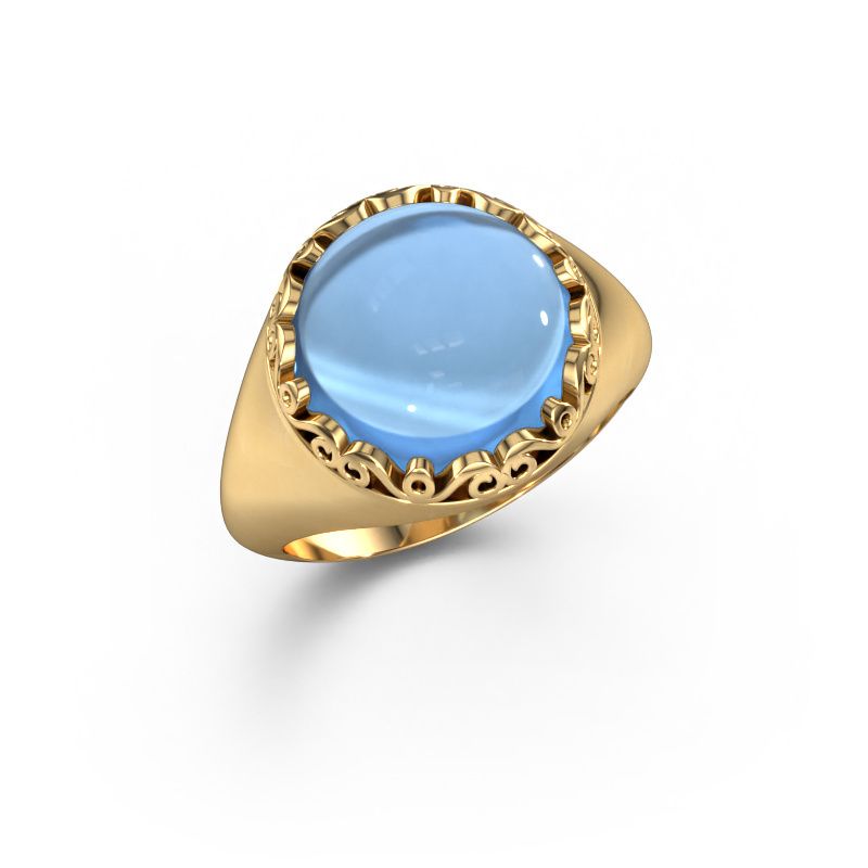 Ring Birgit 585 goud blauw topaas 6 mm