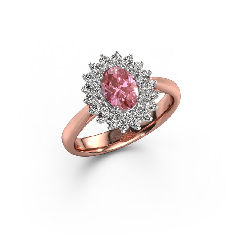 Engagement ring Alina 1 585 rose gold pink lab grown diamond 7x5 mm