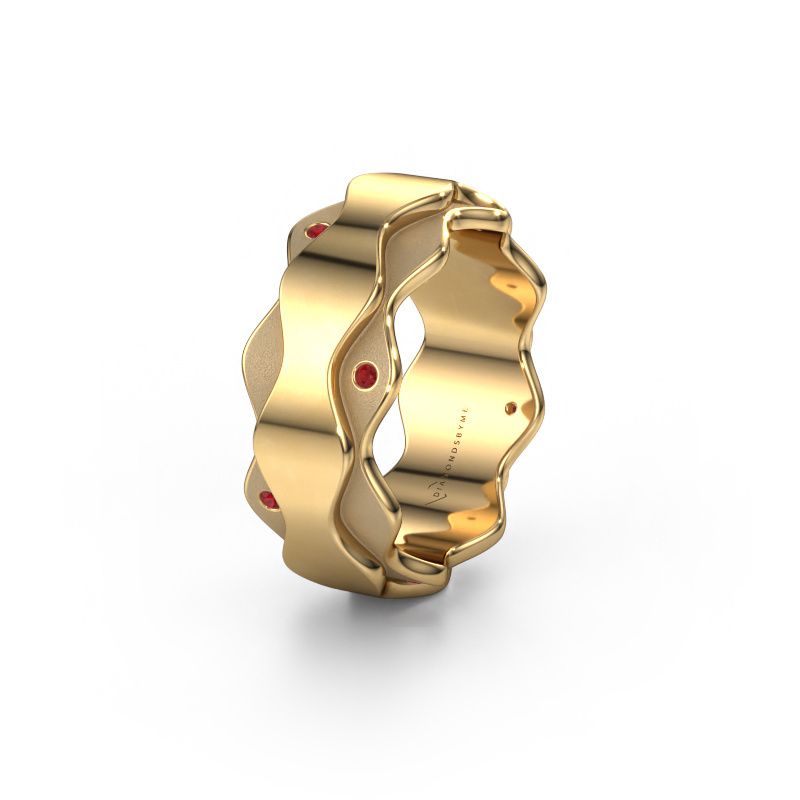 Trouwring WH2034P 585 goud robijn ±7x2.4 mm
