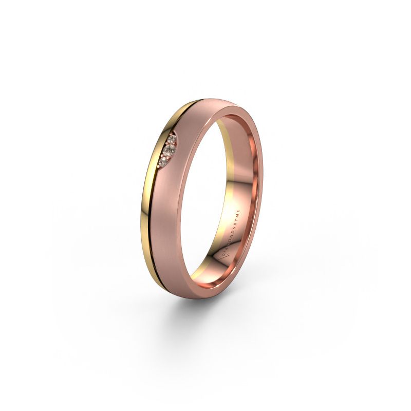 Wedding ring WH0334L24X 585 rose gold brown diamond ±4x1.5 mm