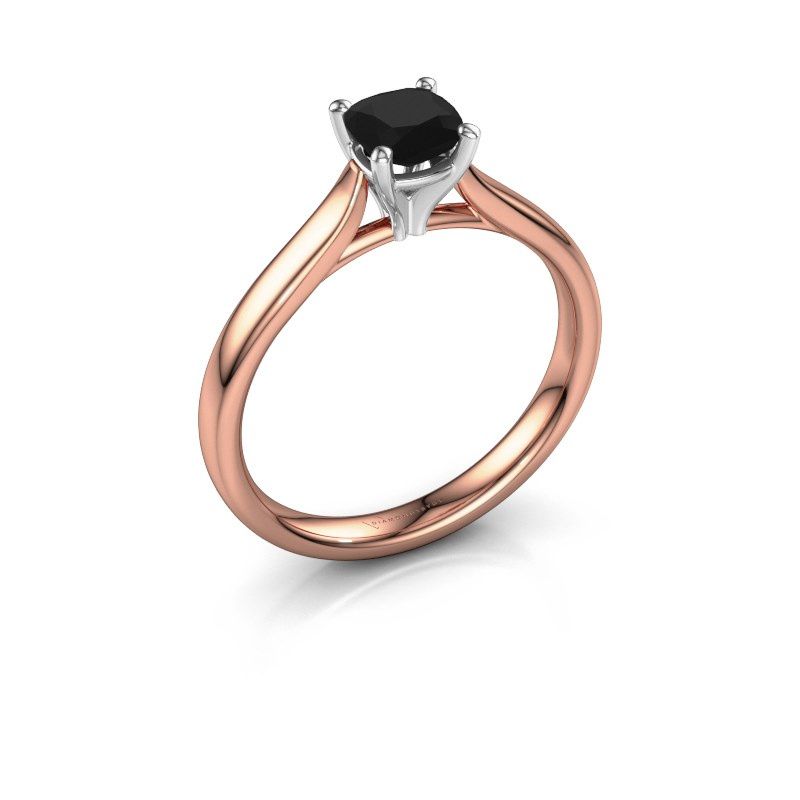 Afbeelding van Verlovingsring Mignon cus 1 585 rosé goud zwarte diamant 0.70 crt