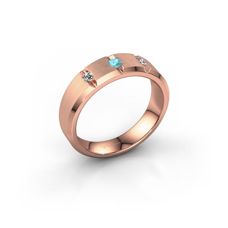 Image of Men's ring justin<br/>585 rose gold<br/>Blue topaz 2.5 mm