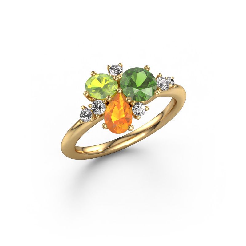 Bague Anja 585 or jaune vert tourmaline 5.4 mm
