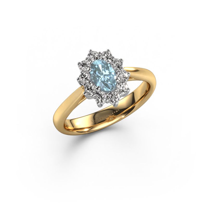 Engagement ring Leesa 1 585 gold blue lab grown diamond 6x4 mm