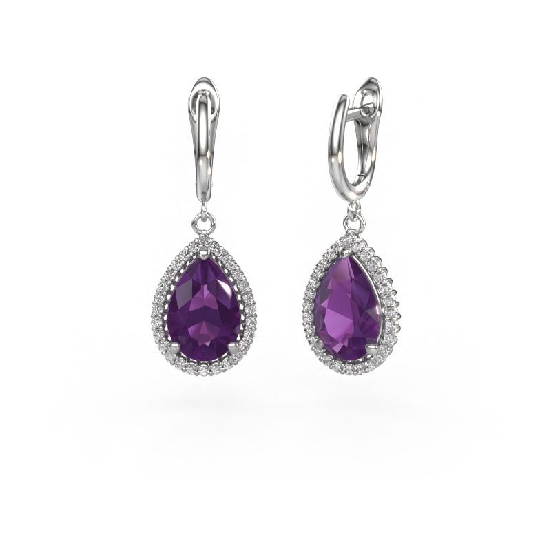 Drop earrings Tilly per 3 950 platinum amethyst 12x8 mm