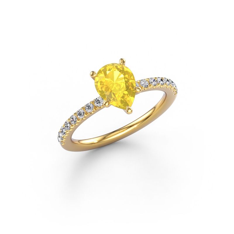 Förlovningsring Crystal PER 2 585 gult guld gul safir 8x6 mm