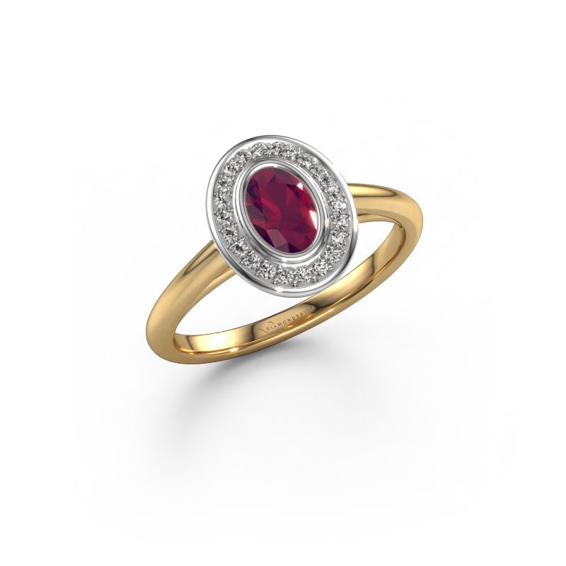 Verlobungsring Noud 1 OVL 585 Gold Rhodolit 6x4 mm