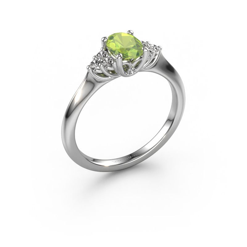 Verlovingsring Felipa OVL 585 witgoud peridoot 7x5 mm