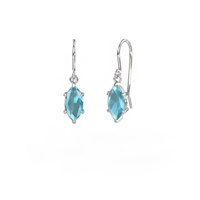 Pendants d'oreilles Laurie MRQ 1 950 platine topaze bleue 10x5 mm