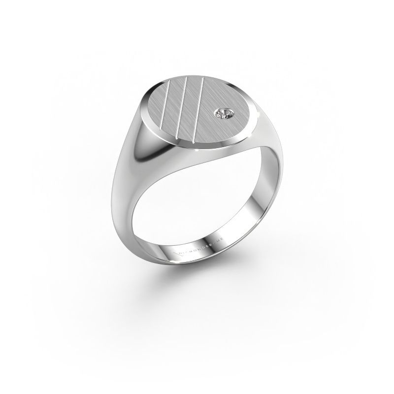 Signet ring Wesley 3 585 white gold lab-grown diamond 0.03 crt