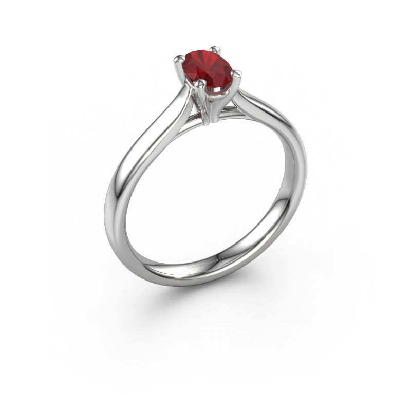 Bague de fiançailles Mignon OVL 1 950 platine rubis 8x6 mm