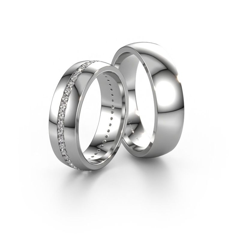 Eheringe set WH0103LM26BP ±6x2 mm 14 Karat Weißgold Diamant 0.44 crt